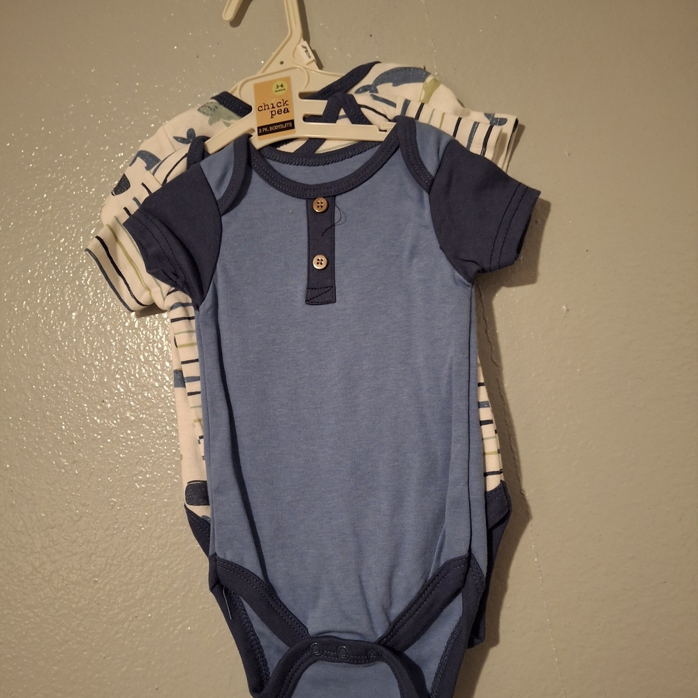 Chick Pea Navy and Light Blue Bodysuit Set